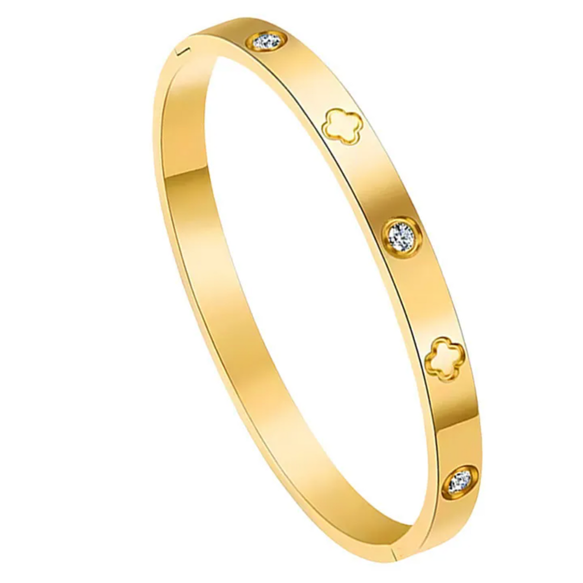 Clover rhinestone bangle