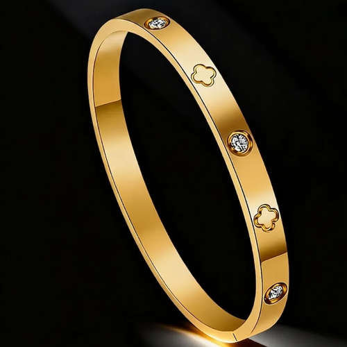 Clover rhinestone bangle