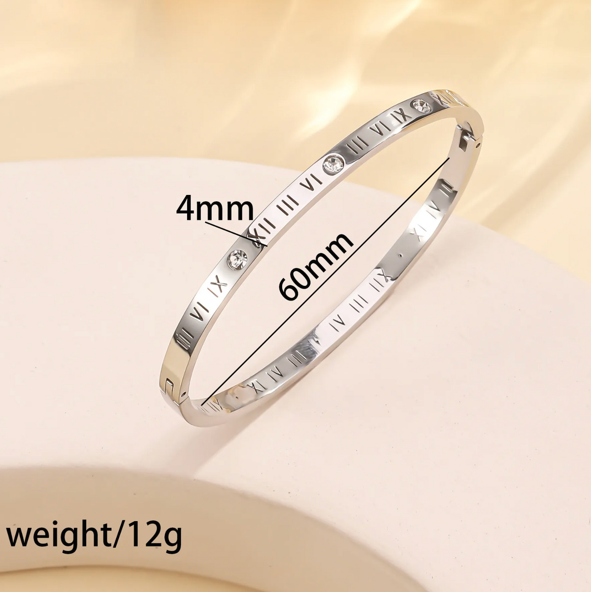 Eternal Time Roman Numeral Bangle Bracelet — Gold Tone Minimal Luxe