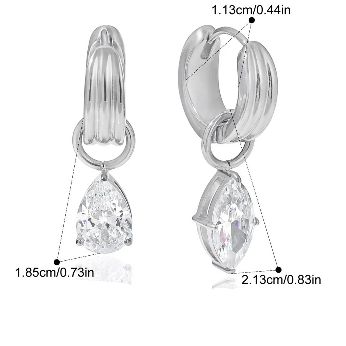 Water Drop Zircon Earrings – Gold Plated Stainless Steel