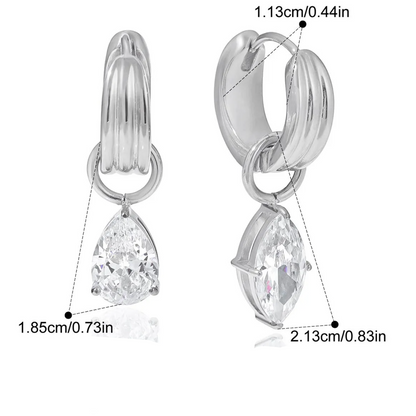 Water Drop Zircon Earrings – Gold Plated Stainless Steel
