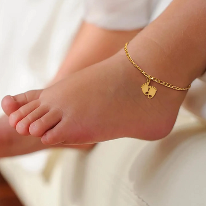 Baby Footprint Pendant Anklet – Gold Plated Stainless Steel