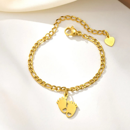 Baby Footprint Pendant Anklet – Gold Plated Stainless Steel