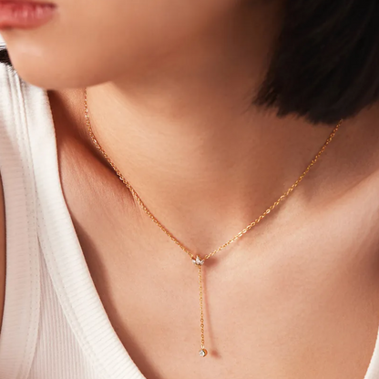 Three petal Lotus Y Shaped Necklace