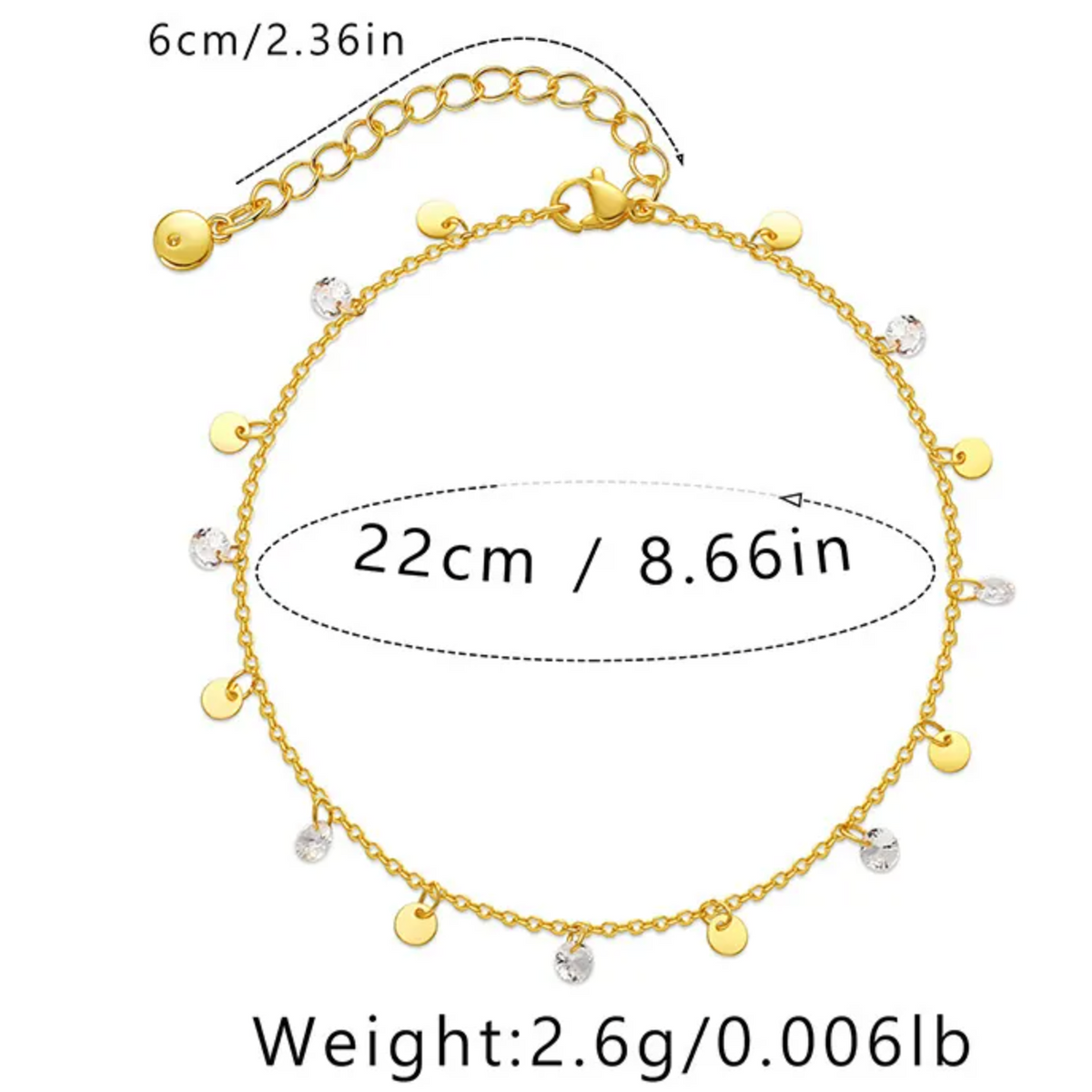 Shimmery Anklet - 18k Gold plated
