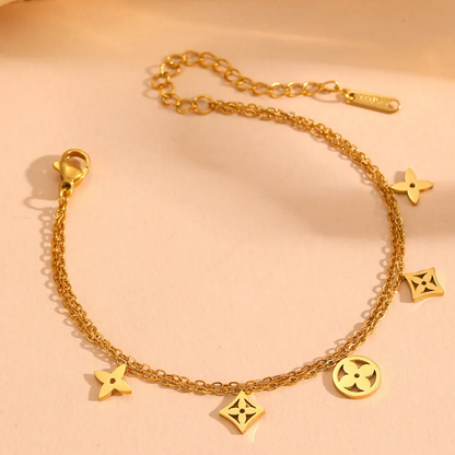 Double layer Flower Geometric Bracelet