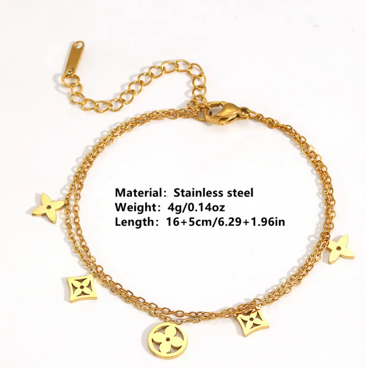 Double layer Flower Geometric Bracelet