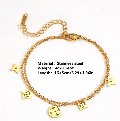 Double layer Flower Geometric Bracelet