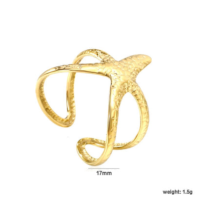Starfish Charm Statement Ring