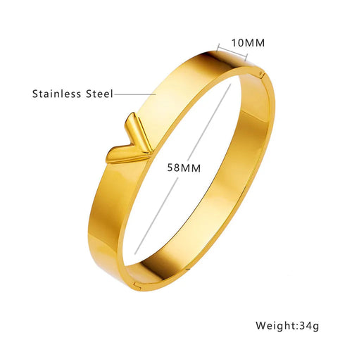 V Gold Bangle - 18K Gold Plated Stainless Steel