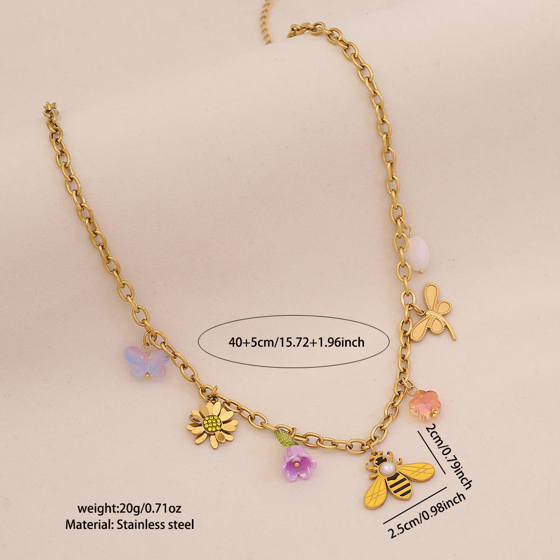 Collier Pendentif Abeille Florale