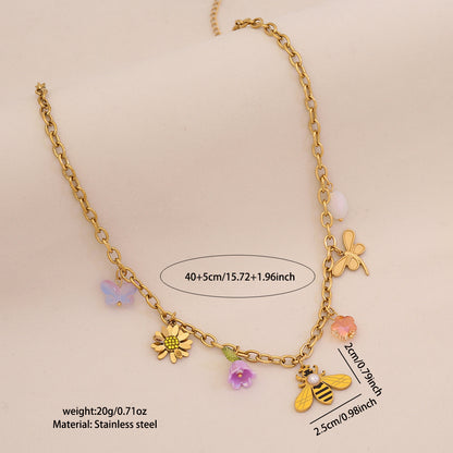 Collier Pendentif Abeille Florale