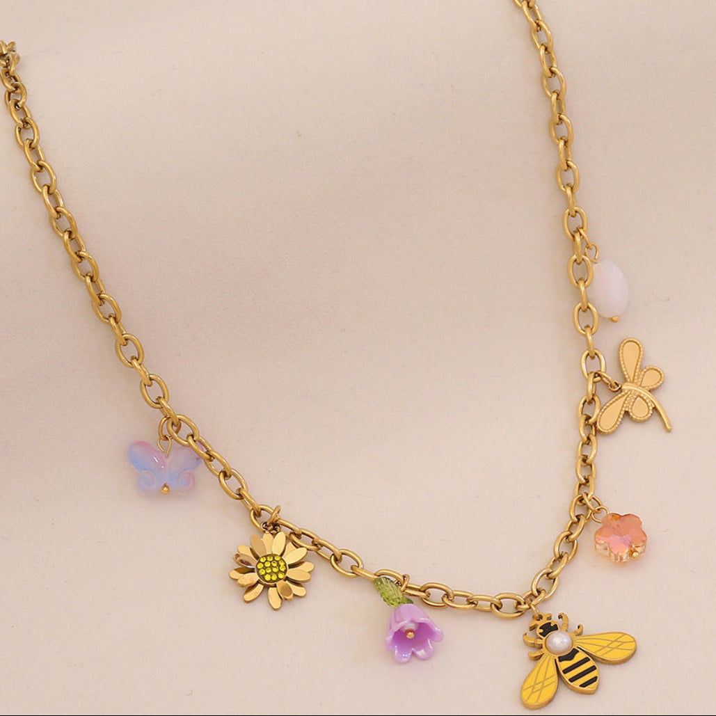 Collier Pendentif Abeille Florale