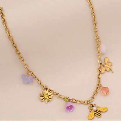 Collier Pendentif Abeille Florale