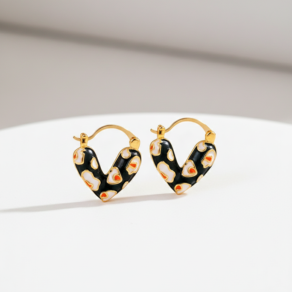 Black Dripping Heart Earrings