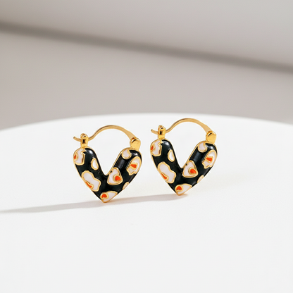 Black Dripping Heart Earrings