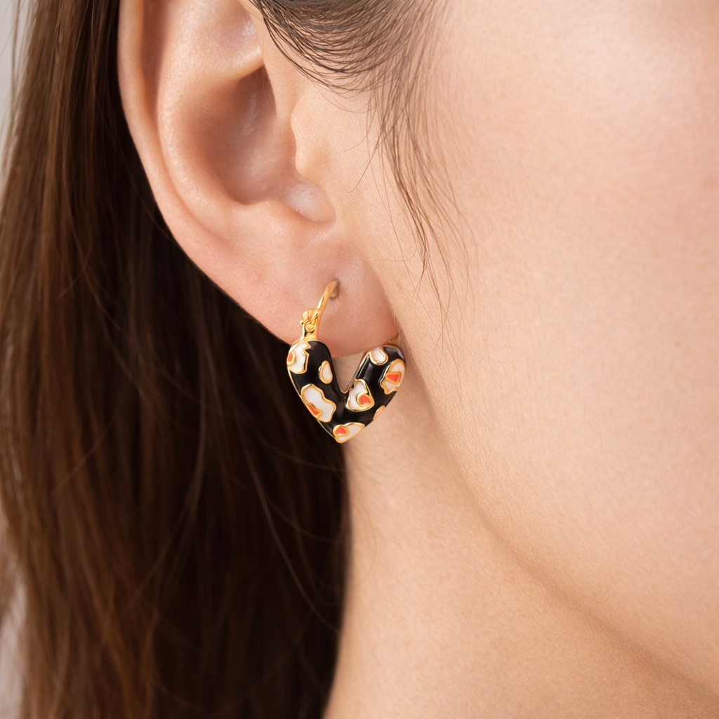 Black Dripping Heart Earrings