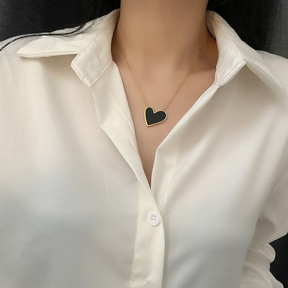 Collier Cœur Lumineux de Minuit — Acier inoxydable plaqué or 18 carats