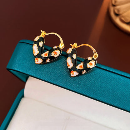 Black Dripping Heart Earrings
