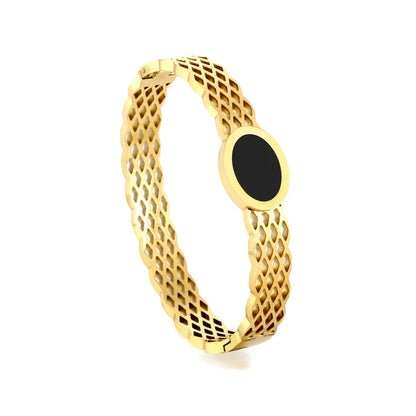 Woven Stainless Steel with Black Oil Drop Bracelet