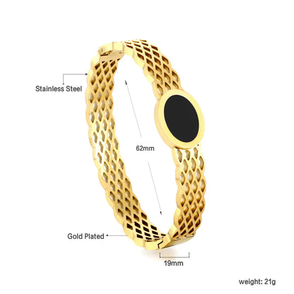 Woven Stainless Steel with Black Oil Drop Bracelet