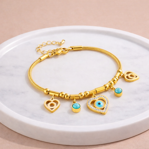 Bracelet Breloque Cœur Mauvais Œil