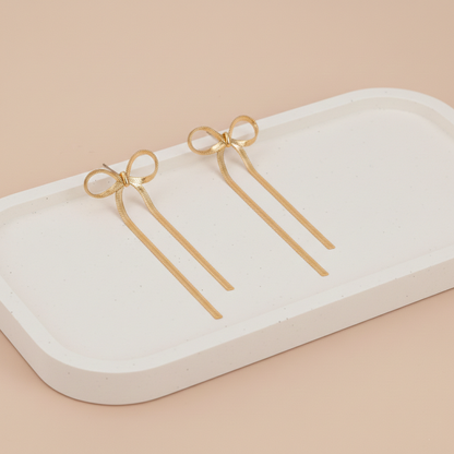 Golden Bow Flow Earrings — 18K Gold Plated Stainless Steel