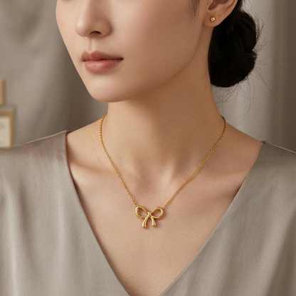 Collier Nœud – Acier inoxydable plaqué or 18 carats