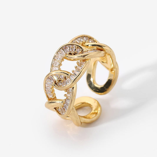 Infinity Luxe Knot Ring – 18K Gold Plated Zircon Statement Ring