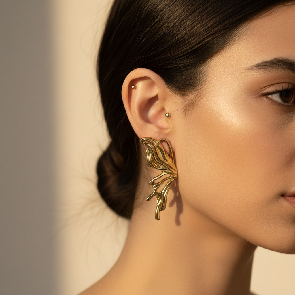 Boucles d'oreilles Molten Muse Glow – Acier inoxydable doré