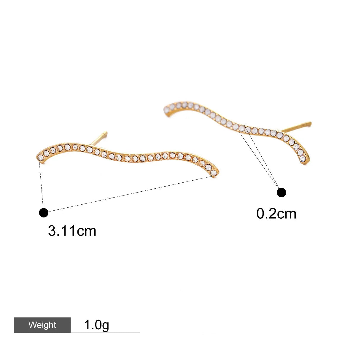 Astra Curve Earrings – 18K Gold Plated Stainless Steel Statement Earrings