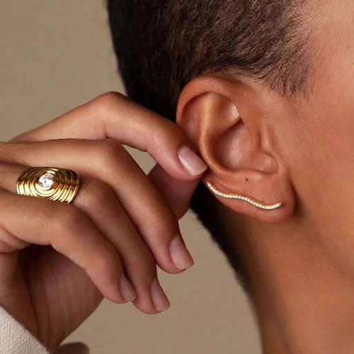Astra Curve Earrings – 18K Gold Plated Stainless Steel Statement Earrings