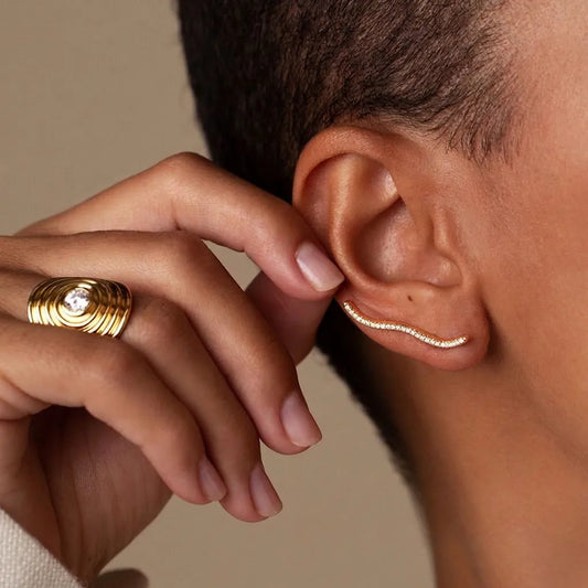 Astra Curve Earrings – 18K Gold Plated Stainless Steel Statement Earrings