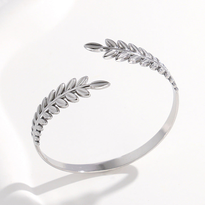 Bracelet JONC Feuille d'Or Inspiré de la Nature