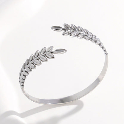 Bracelet JONC Feuille d'Or Inspiré de la Nature