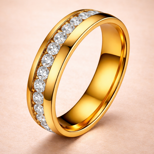 Radiant Eternity Gold Band — Crystal-Set Minimal Luxe Ring