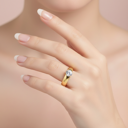 Diamond Glow Zircon Ring — 18K Gold Plated