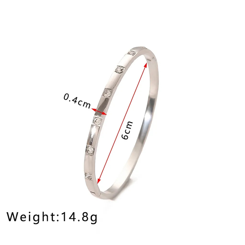 Luna Zircon Bangle – 18K Gold Plated Stainless Steel Bracelet