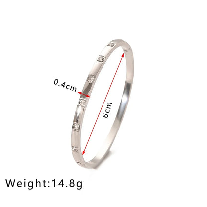 Luna Zircon Bangle – 18K Gold Plated Stainless Steel Bracelet