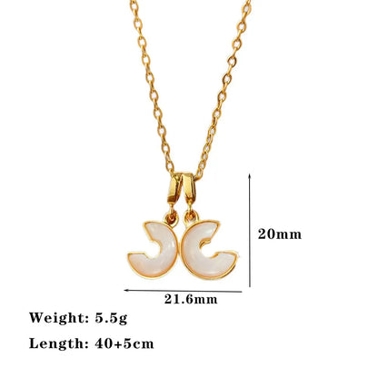 Double C Shell Rhinestone Pendant Necklace