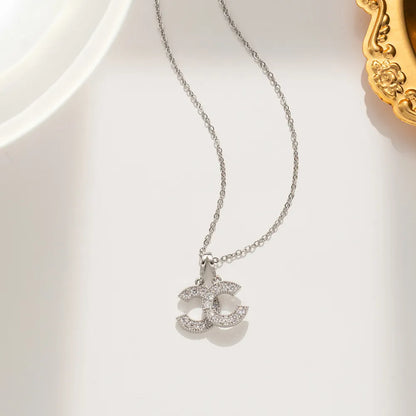 Double C Pendant Necklace – Rhinestone