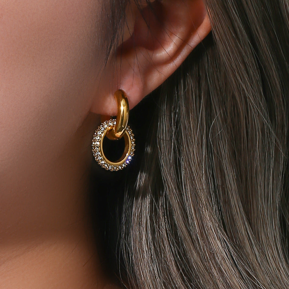 Double Hoop Earrings 18K Gold Stainless Steel