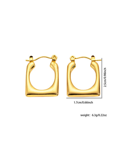 Modern U-Shape Hoop Earrings – Stainless Steel