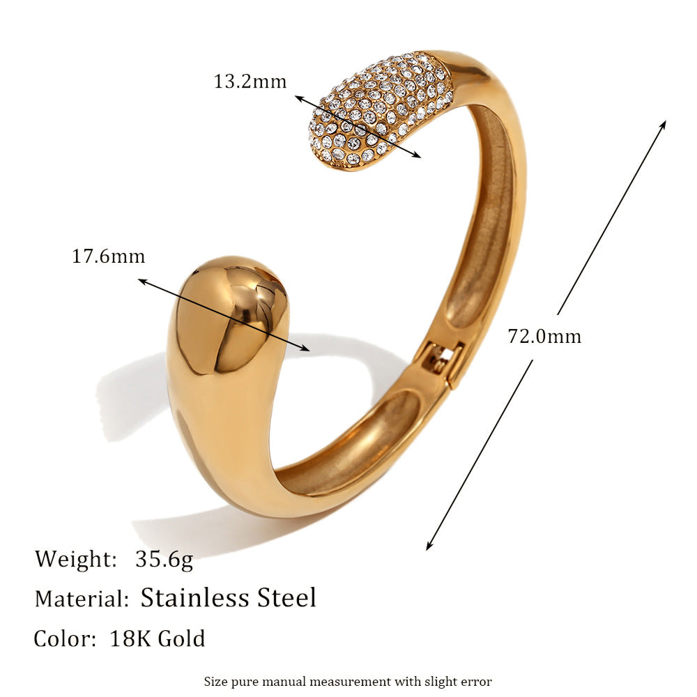 Bracelet de luxe en diamant – Acier inoxydable plaqué or 18 carats