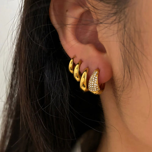 Crystal hoop Earrings – 18K Gold Plated Stainless Steel Statement Studs