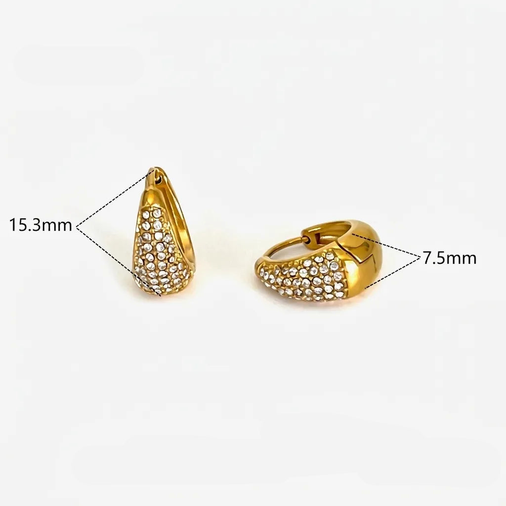 Crystal hoop Earrings – 18K Gold Plated Stainless Steel Statement Studs