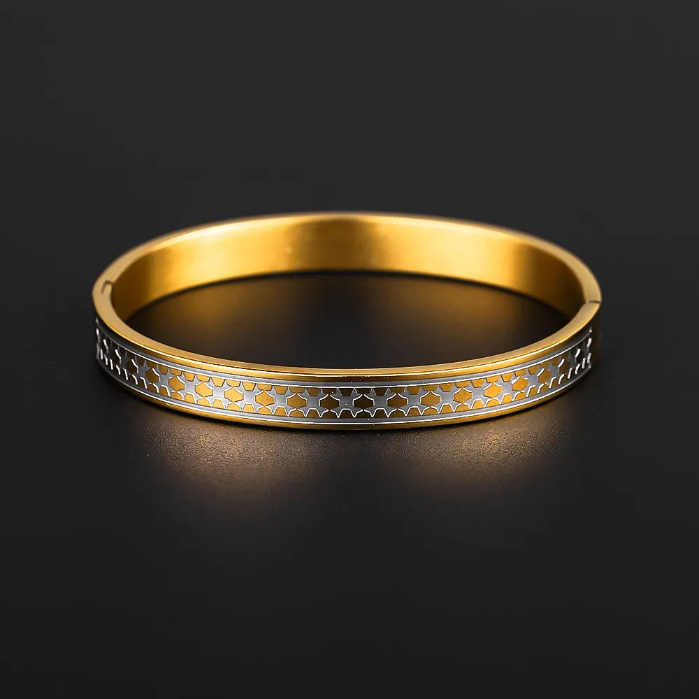 Cross Cuff Bracelet – 18K Gold Plated Stainless Steel Bangle