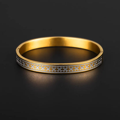 Cross Cuff Bracelet – 18K Gold Plated Stainless Steel Bangle
