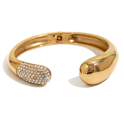 Bracelet de luxe en diamant – Acier inoxydable plaqué or 18 carats