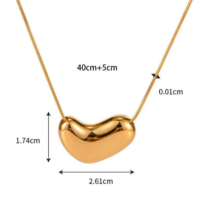 Modern Heart Circle Necklace – 18K Gold Plated Stainless Steel Pendant